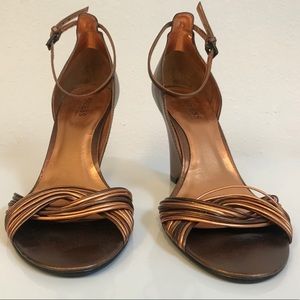 Guess Bronze Strap Platform Heels
